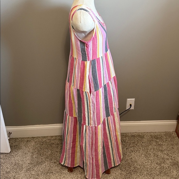 MARINE LAYER - Corinne Stripe Cotton Gauze Maxi Dress In Multi - Size Small - Picture 4 of 9